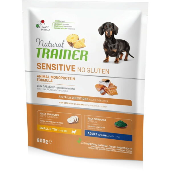 TRAINER NATURAL SENSITIVE NO GLUTEN ZA ODRASLE PSE MALIH RASA 800g, losos