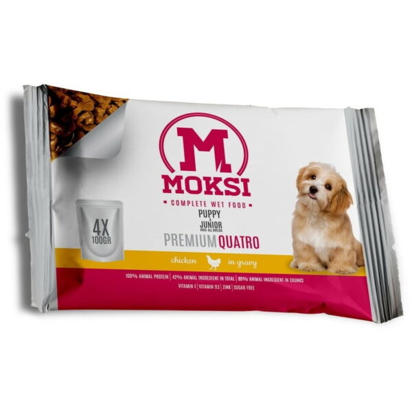 Moksi preliv za pse Puppy i Junior Piletina u sosu 4x100gr