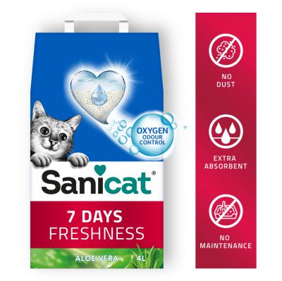 Sanicat Upijajući negrudvajući posip za mačke 7 Days Freshness Aloe Vera, 4l
